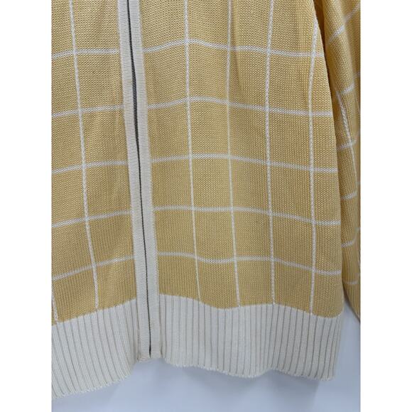 FIA Italia Vintage Knit Jacket Womens XL Yellow White Windowpane Full Zip Collar - Picture 6 of 16